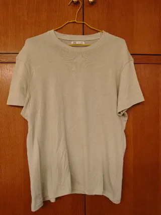 Camiseta Zara Hombre Beige