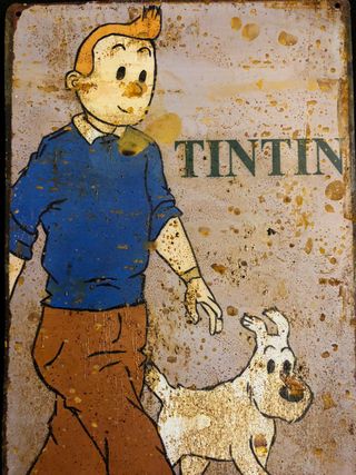 Tintín y Milú. Cartel publicitario Vintage