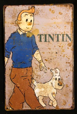Tintín y Milú. Cartel publicitario Vintage
