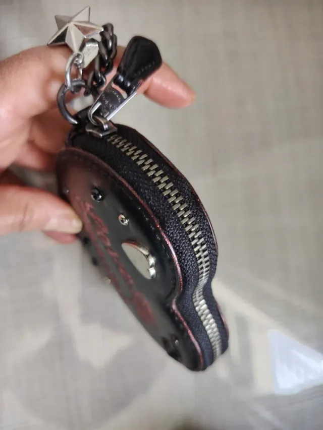 Monedero Corazón Coach Negro Rosa