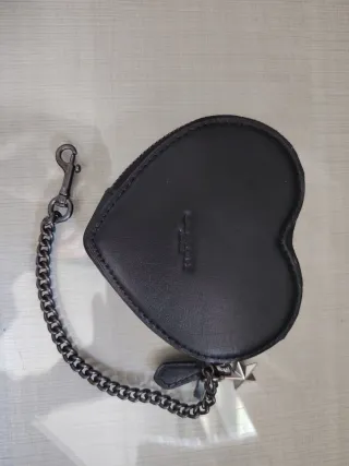 Monedero Corazón Coach Negro Rosa