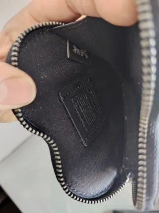 Monedero Corazón Coach Negro Rosa