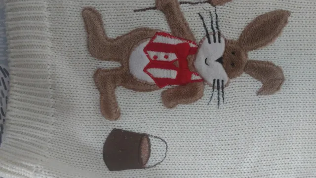 Conjunto jersey lana conejitos y pantalón de pana