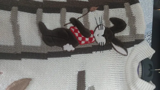 Conjunto jersey lana conejitos y pantalón de pana