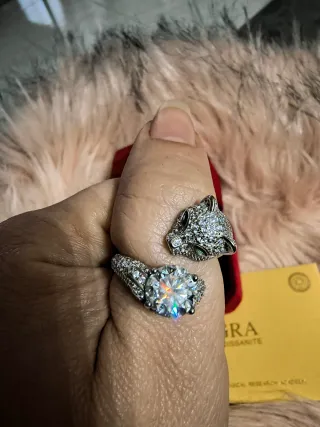 Anello Leopardo Moissanite 2ct Argento