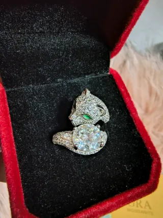 Anello Leopardo Moissanite 2ct Argento