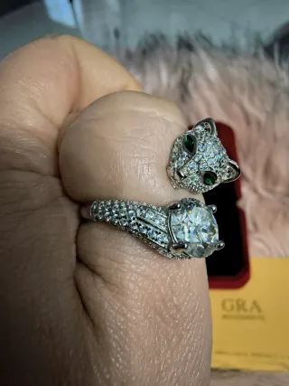 Anello Leopardo Moissanite 2ct Argento