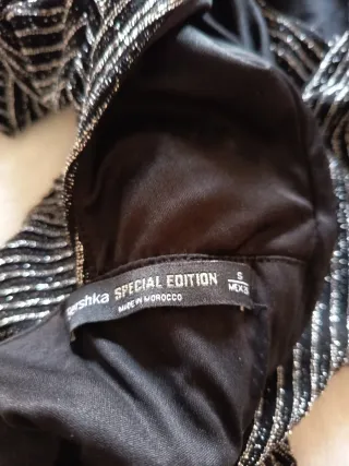 Vestido fiesta plateado y negro Xs /S