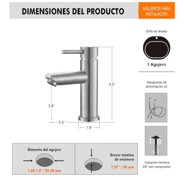 Grifo Monomando Ibergrif M11103 Latón