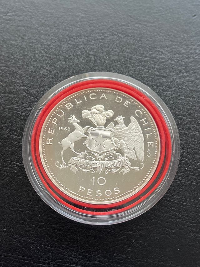 Moneda Chile 10 Pesos 1968 Plata