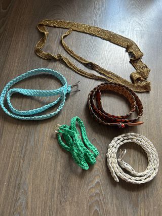 Lote 5 Cinturones Trenzados y Metalizados