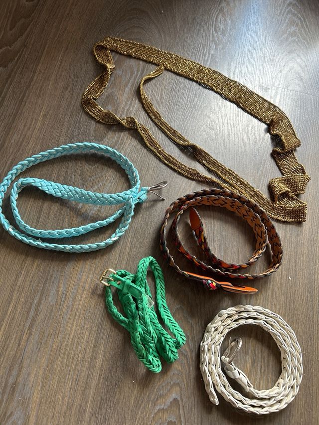 Lote 5 Cinturones Trenzados y Metalizados