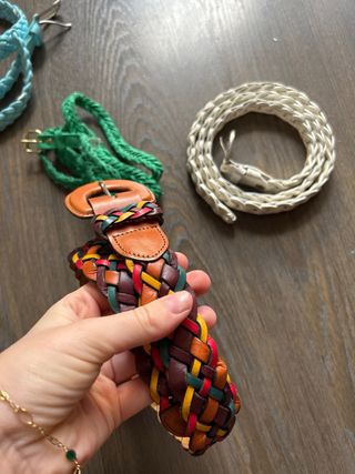 Lote 5 Cinturones Trenzados y Metalizados