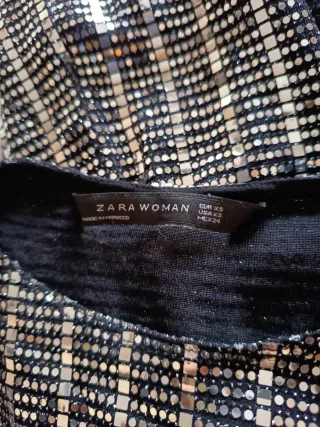 Vestido fiesta lentejuelas negro y dorado S/ XS