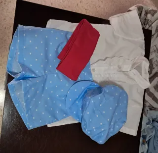 Traje Flamenco Niña Azul/Blanco/Rojo