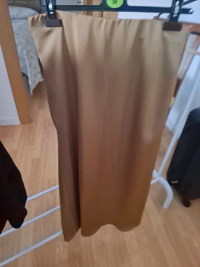 Falda larga satén marrón/dorado Talla L