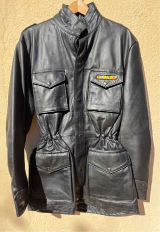 Chaqueta Cuero Vintage Garibaldi Moto. Talla 52