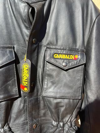 Chaqueta Cuero Vintage Garibaldi Moto. Talla 52