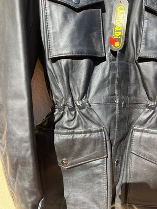 Chaqueta Cuero Vintage Garibaldi Moto. Talla 52
