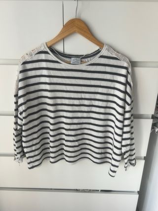 Jersey Zara Rayas Blanco y azul