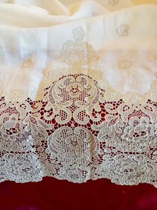 Stoffa vintage lino e Macramè