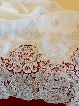 Stoffa vintage lino e Macramè