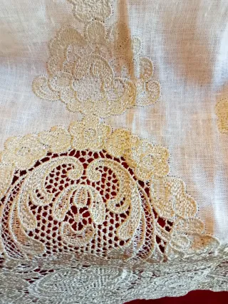 Stoffa vintage lino e Macramè