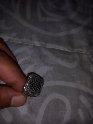 Anillo Plata 925 Diseño Cuadrado Negro