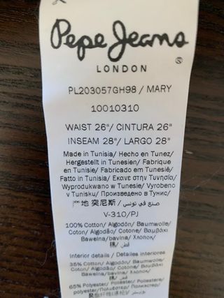 Pantalón vaquero Pepe Jeans azul talla 26*