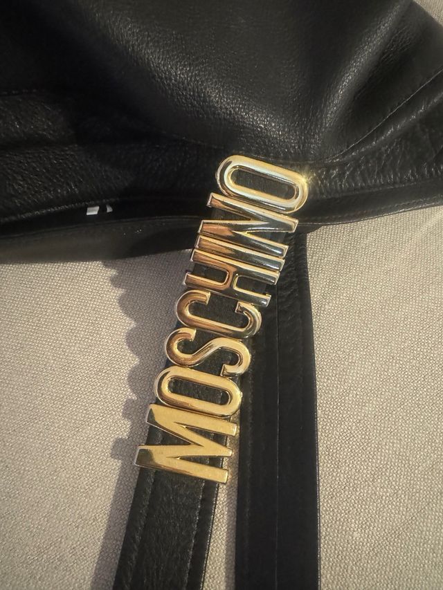 Borsa Moschino Pelle Nera Logo Oro