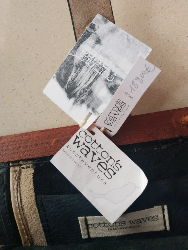 Bolso cartera piel Cotton Waves beige/negro