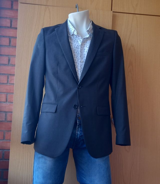 Americana Zara Man T 48 (S/M) Gris muy oscuro