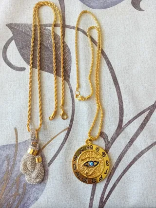 2 Colgantes: Ojo Turco y Guantes Boxeo