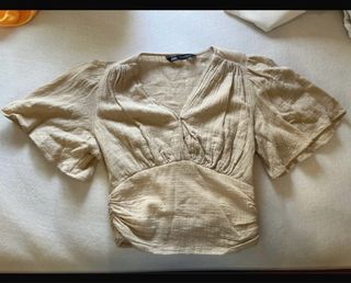 Blusa Zara Beige Manga Corta