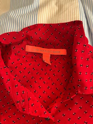 Camiseta Mango Roja Estampada Talla S