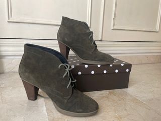 Botines de piel verde/marrón