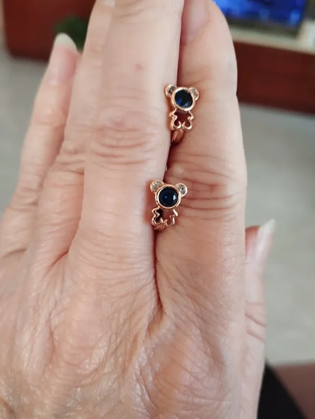 Pendientes oso con piedra azul