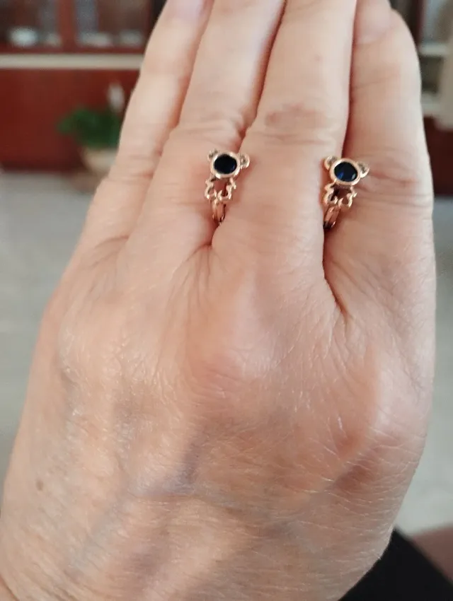 Pendientes oso con piedra azul