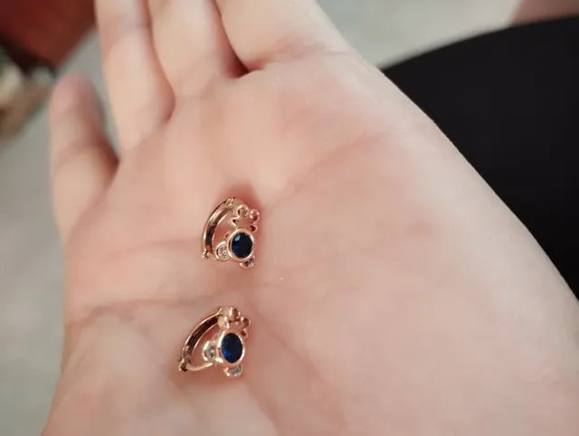 Pendientes oso con piedra azul