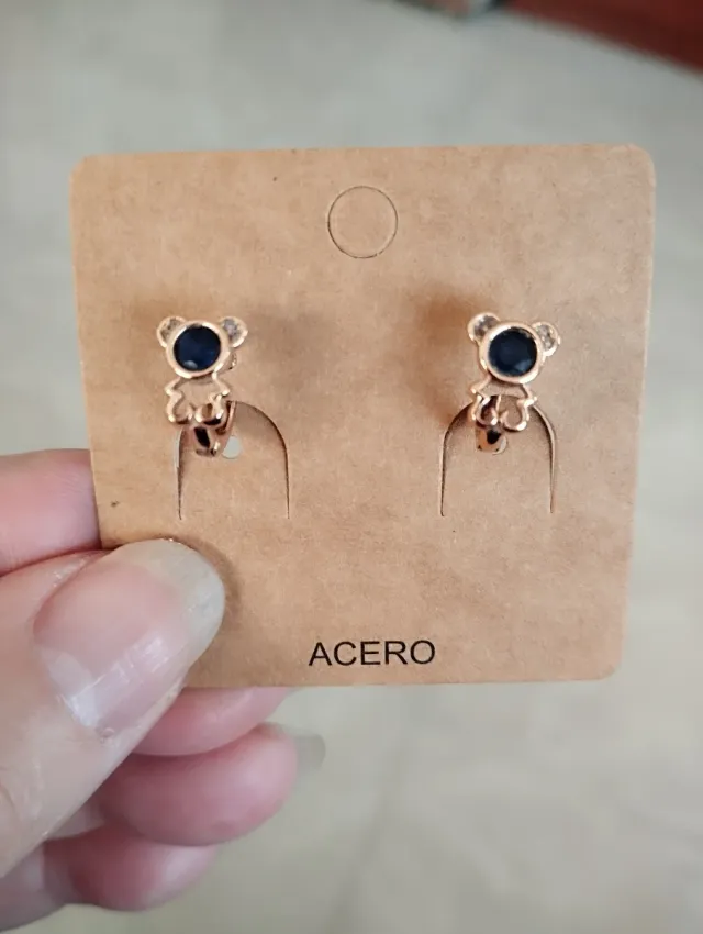 Pendientes oso con piedra azul