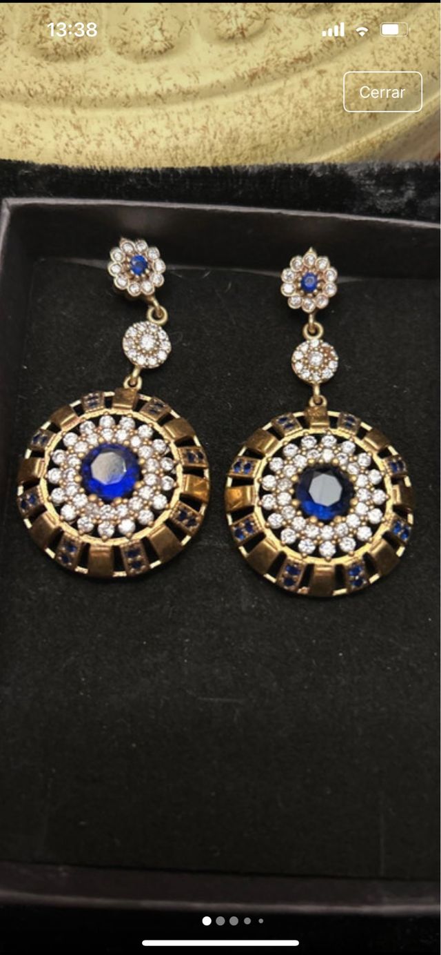 Pendientes antiguos plata con zafiros