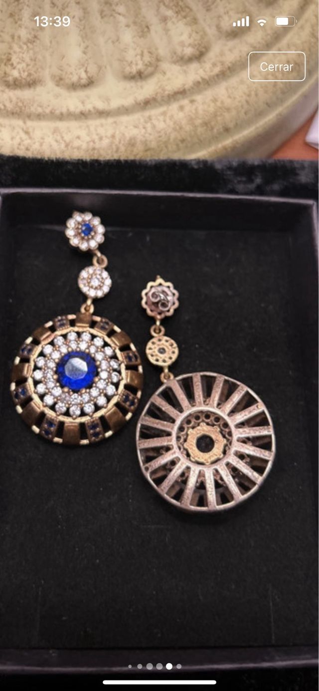 Pendientes antiguos plata con zafiros