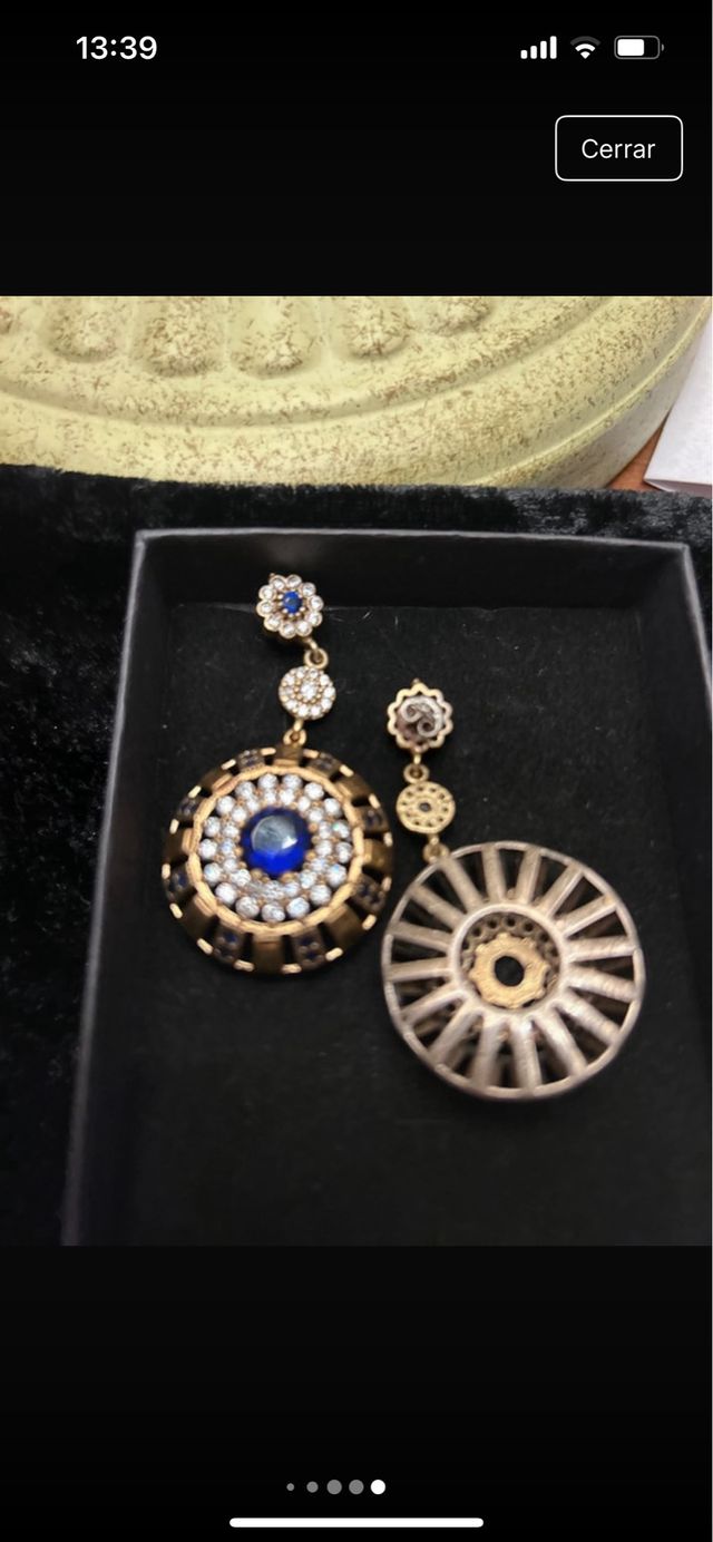 Pendientes antiguos plata con zafiros