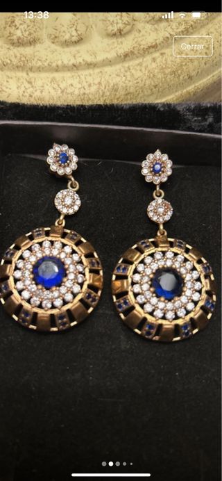Pendientes antiguos plata con zafiros