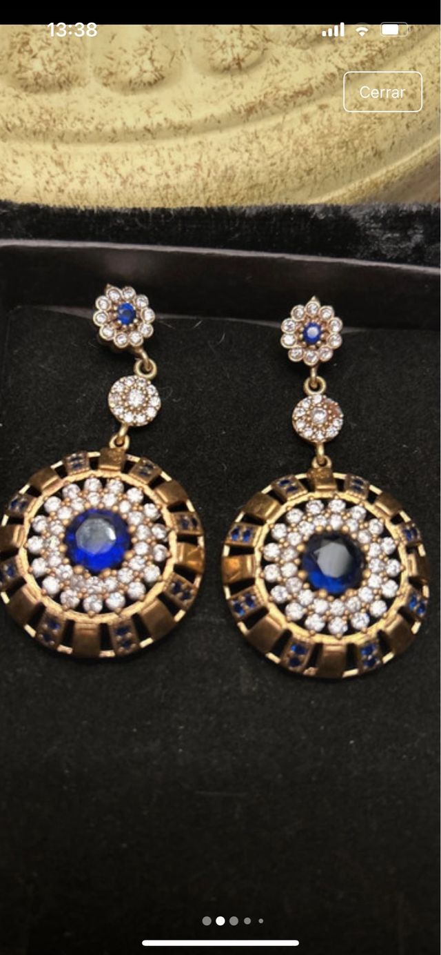 Pendientes antiguos plata con zafiros