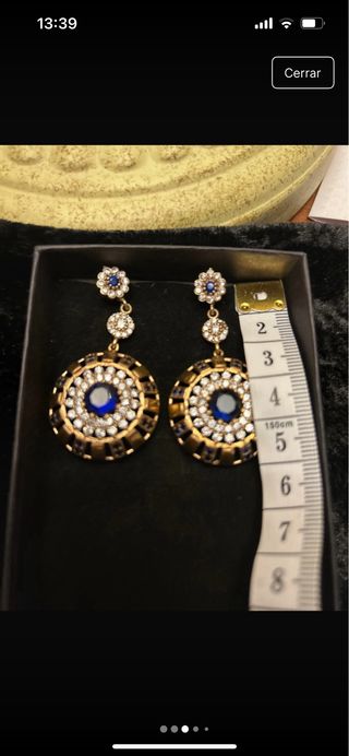 Pendientes antiguos plata con zafiros