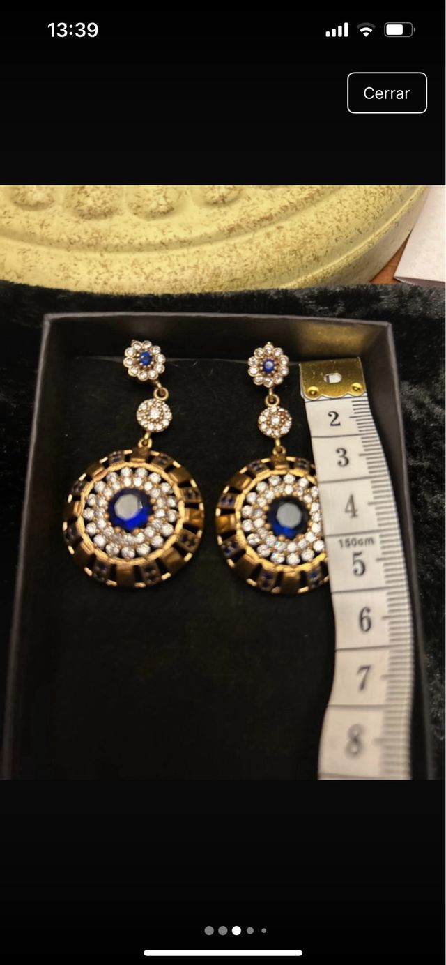 Pendientes antiguos plata con zafiros