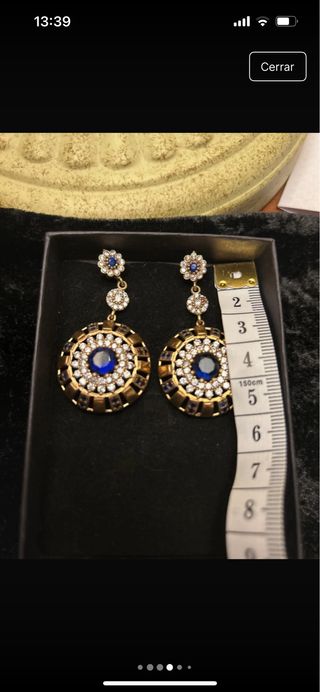 Pendientes antiguos plata con zafiros