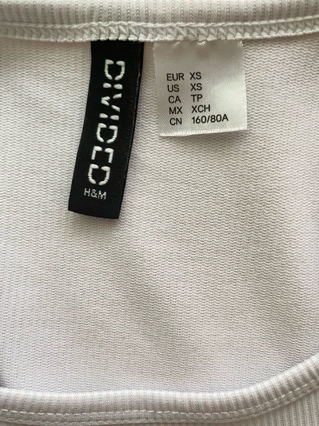 Top H&M blanco canalé Talla XS