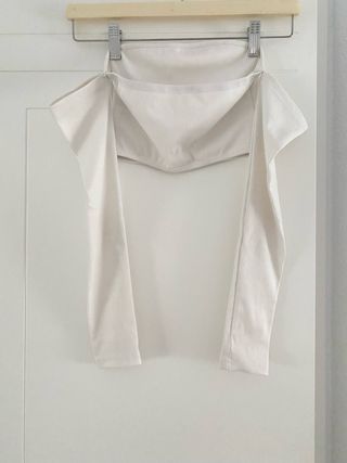 Top manga larga blanco